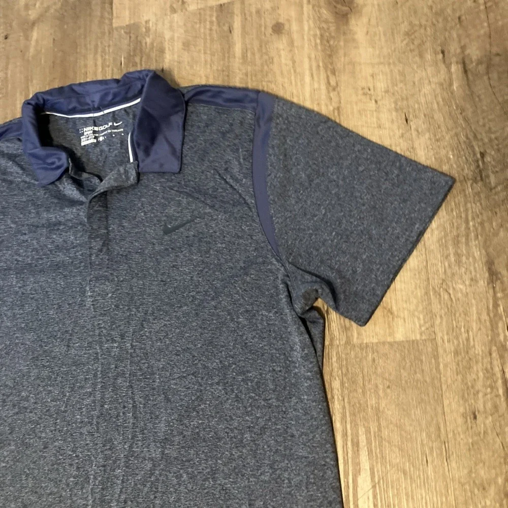 Nike Golf Sport Dri-FIT Polo Shirt‎ Mens Large Blue Heathered Short Sleeve